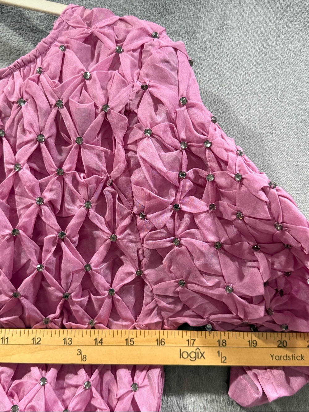 Anthropologie Maeve Sz XLPink Rhinestone Sheer Babydoll Blouse Fairy Whimsical - Picture 5 of 11